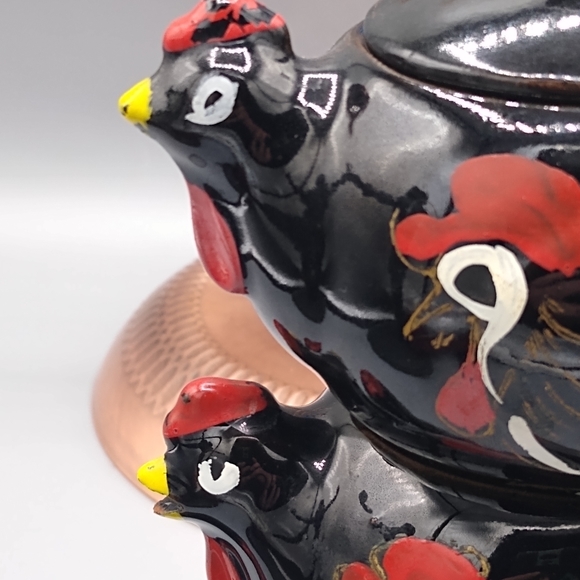 Stacking Redware Chicken Teapot Set Cream Sugar - Picture 6 of 16